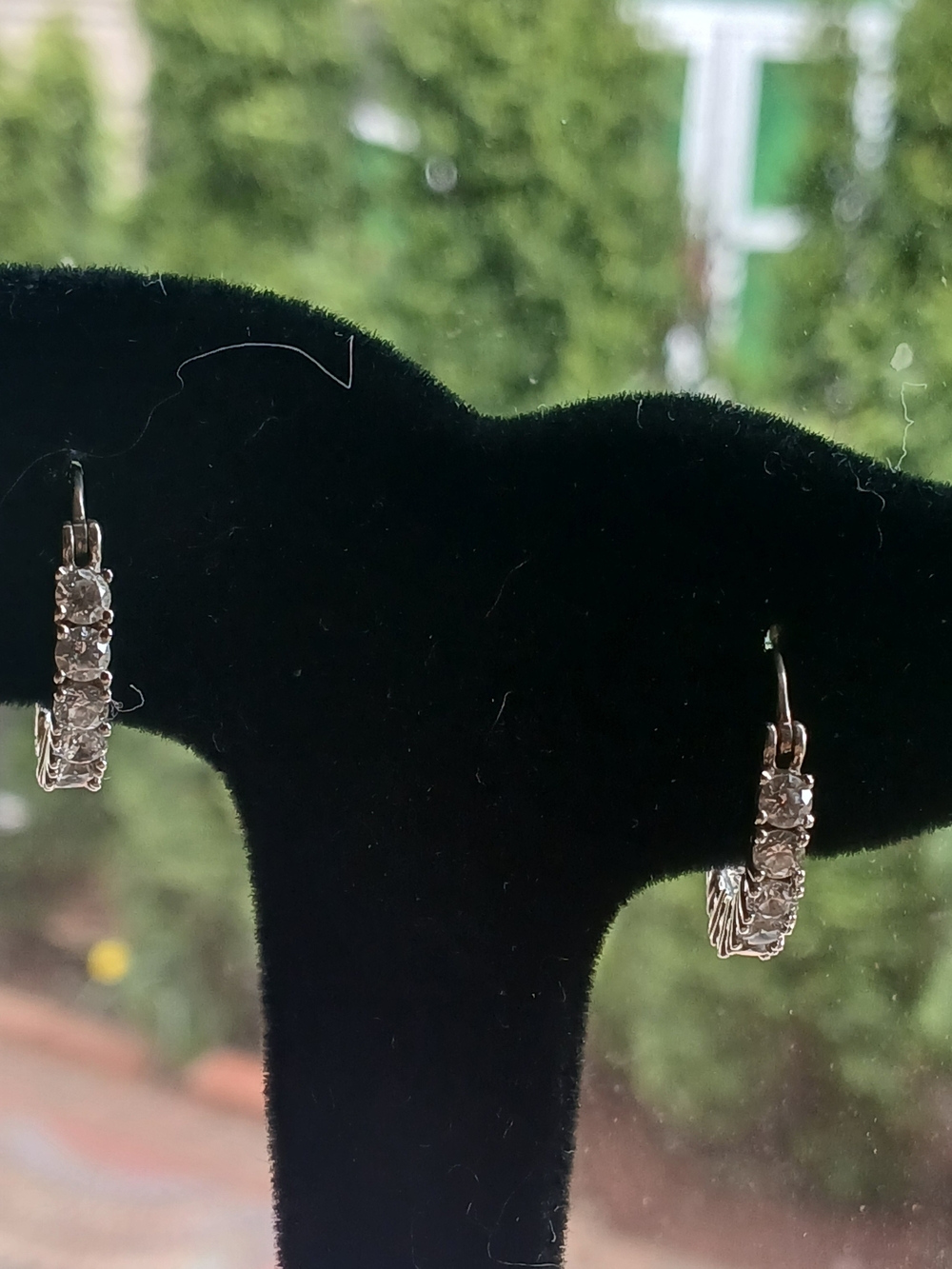 Diamonique 925 Sterling Silver Snap Back Hoop Earrings